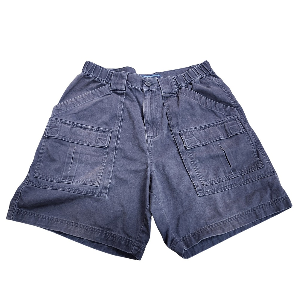 Croft & Barrow Cargo Shorts Mens 32 Blue Canvas Elastic Waist Pockets Casual